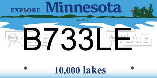 B733LE Minnesota License Plate