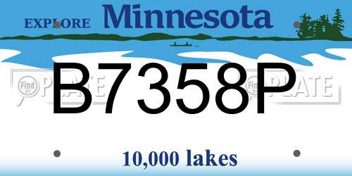 B7358P Minnesota License Plate
