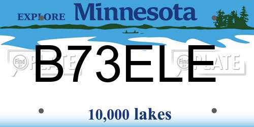 B73ELE Minnesota License Plate