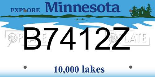 B7412Z Minnesota License Plate