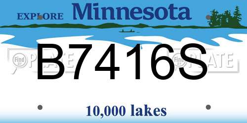 B7416S Minnesota License Plate
