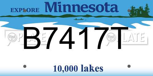 B7417T Minnesota License Plate