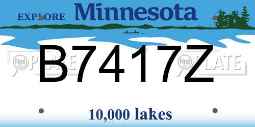 B7417Z Minnesota License Plate