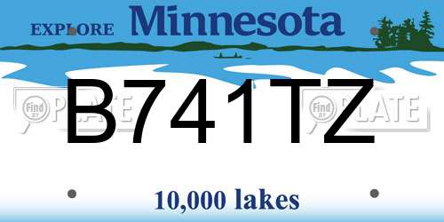 B741TZ Minnesota License Plate