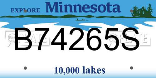 B74265S Minnesota License Plate