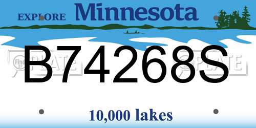 B74268S Minnesota License Plate