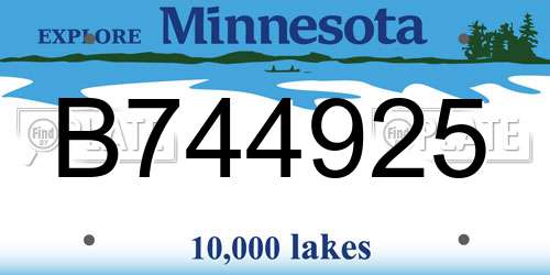 B744925 Minnesota License Plate