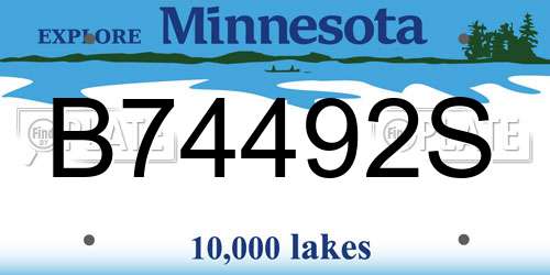 B74492S Minnesota License Plate