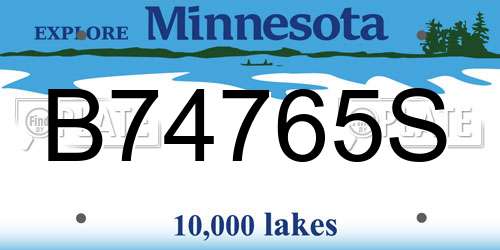 B74765S Minnesota License Plate
