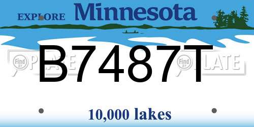 B7487T Minnesota License Plate