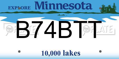 B74BTT Minnesota License Plate