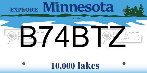 B74BTZ Minnesota License Plate