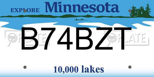 B74BZT Minnesota License Plate