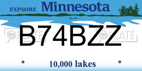 B74BZZ Minnesota License Plate