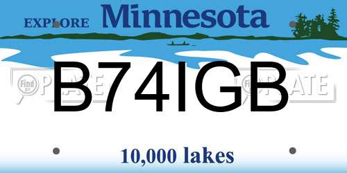 B74IGB Minnesota License Plate