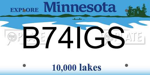 B74IGS Minnesota License Plate