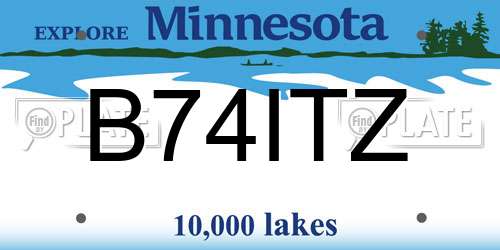 B74ITZ Minnesota License Plate