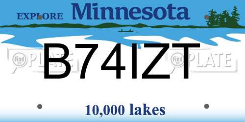 B74IZT Minnesota License Plate