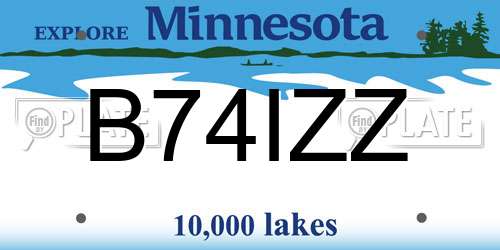B74IZZ Minnesota License Plate