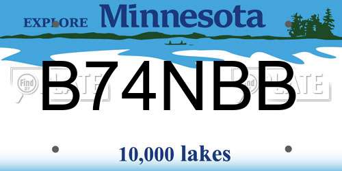 B74NBB Minnesota License Plate