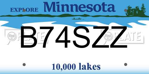 B74SZZ Minnesota License Plate