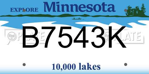 B7543K Minnesota License Plate