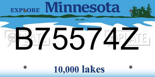 B75574Z Minnesota License Plate