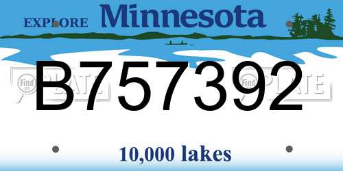 B757392 Minnesota License Plate