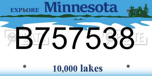 B757538 Minnesota License Plate