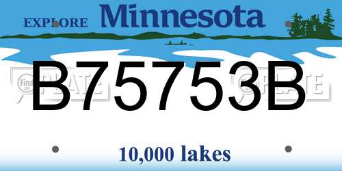 B75753B Minnesota License Plate