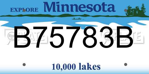 B75783B Minnesota License Plate