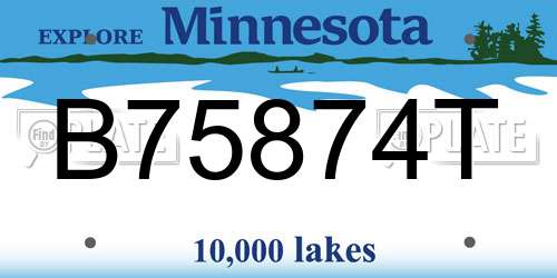 B75874T Minnesota License Plate