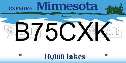 B75CXK Minnesota License Plate