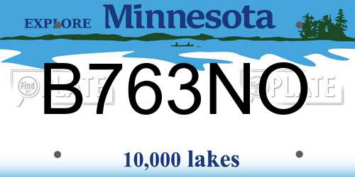 B763NO Minnesota License Plate