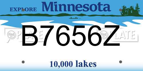 B7656Z Minnesota License Plate
