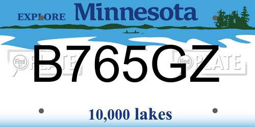B765GZ Minnesota License Plate