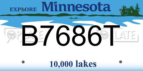 B7686T Minnesota License Plate