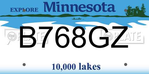B768GZ Minnesota License Plate