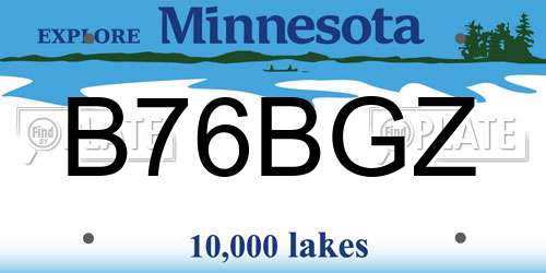 B76BGZ Minnesota License Plate