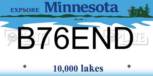 B76END Minnesota License Plate