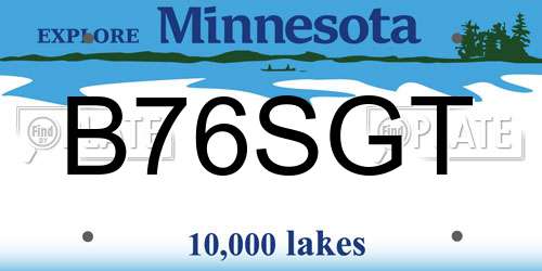 B76SGT Minnesota License Plate