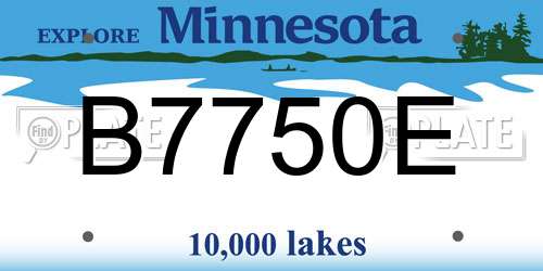 B7750E Minnesota License Plate