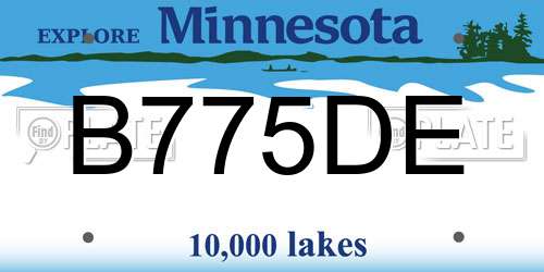 B775DE Minnesota License Plate