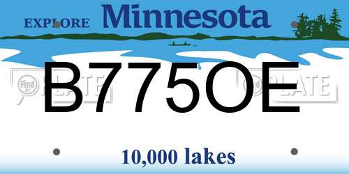 B775OE Minnesota License Plate