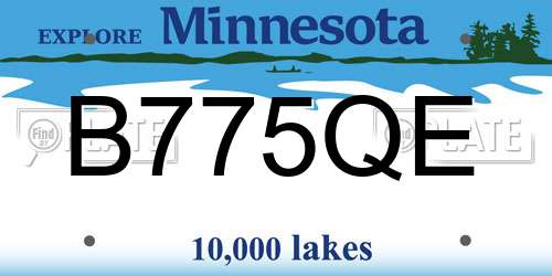 B775QE Minnesota License Plate