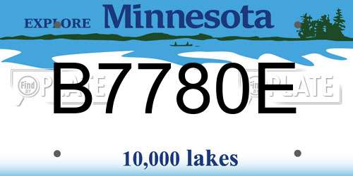 B7780E Minnesota License Plate