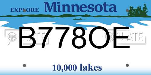 B778OE Minnesota License Plate