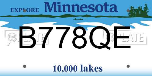 B778QE Minnesota License Plate