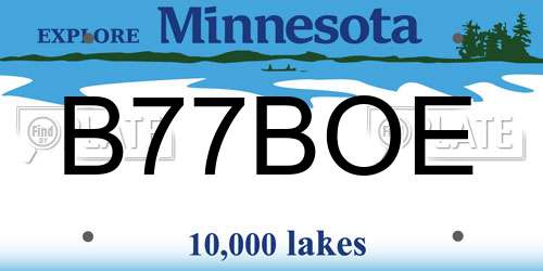 B77BOE Minnesota License Plate