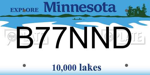 B77NND Minnesota License Plate